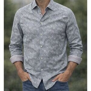 Egara Mens XLarge Slim Fit Button Front Shirt Floral Print Flip Cuff NWT